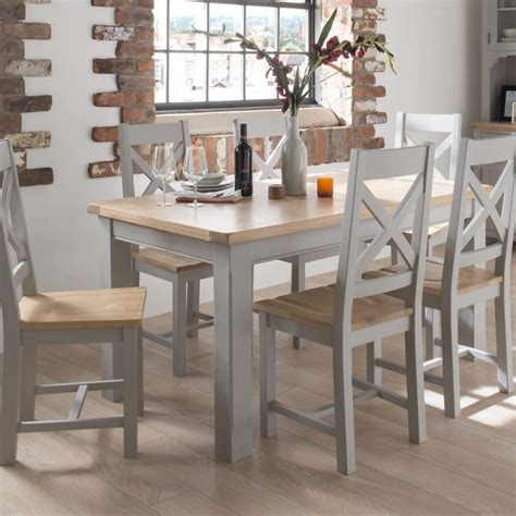 wilkinson furniture clemence soft grey  solid oak extending dining