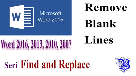 remove blank lines  ms word find  replace seri youtube