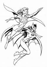 Coloring Pages Supergirl Batgirl Batwoman Printable Kids Fly Super Girl Superheroes Superhero Color Batman Print Girls Deadly Duo Woman Book sketch template