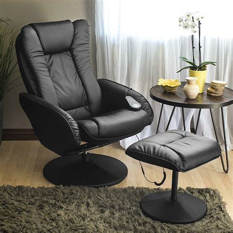 massage chair heated large recliner black leather