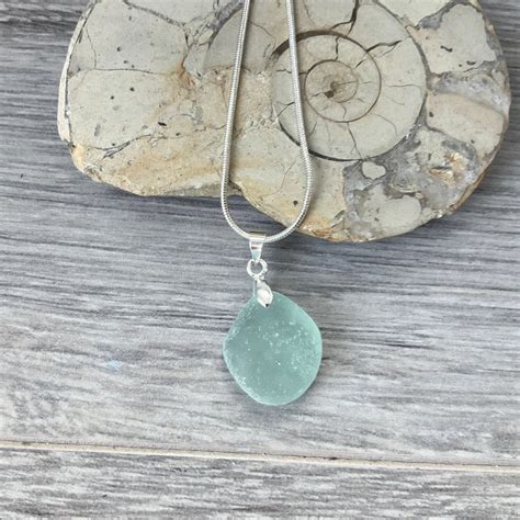 Natural Sea Glass Pendant Genuine Beach Glass Necklace Mermaids Tears