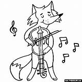 Violin Coloring Fox Playing Pages Activities Animal Popular Thecolor sketch template