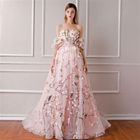 flower fairy blushing pink prom dresses    princess sweetheart puffy short sleeve