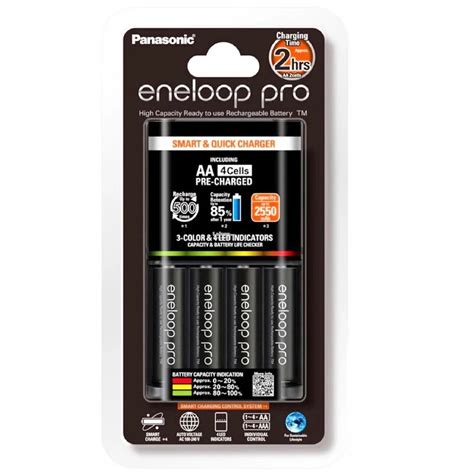 Panasonic Eneloop Pro 2hr Quick Charger With 4 Pcs Aa Eneloop Pro