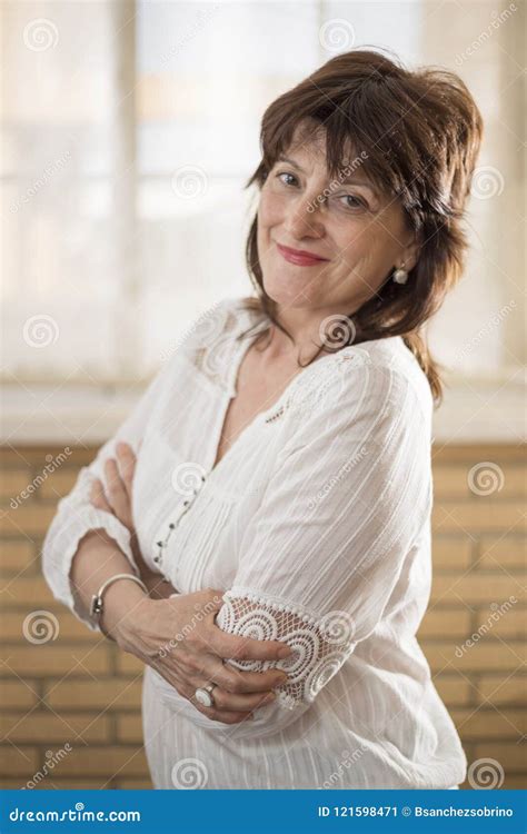 Portrait Of Mature Brunette Woman Stock Image Image Of Maturity