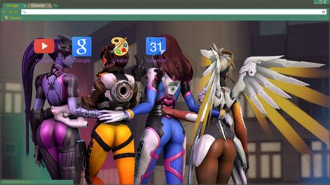 widowmaker tracer d va and mercy overwatch chrome theme