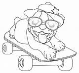 Bulldog Coloring Skate Skateboard Lying English Illustration Eggs Cute sketch template