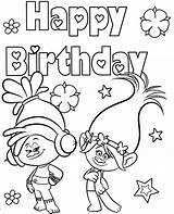 Birthday Happy Trolls Coloring Card Pages Poppy Colouring Cards Troll Colour Board Topcoloringpages Print Choose sketch template