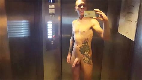 total risky and full exhibitionist naked in elevator and hotel smoking