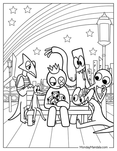 share   green rainbow friends coloring pages