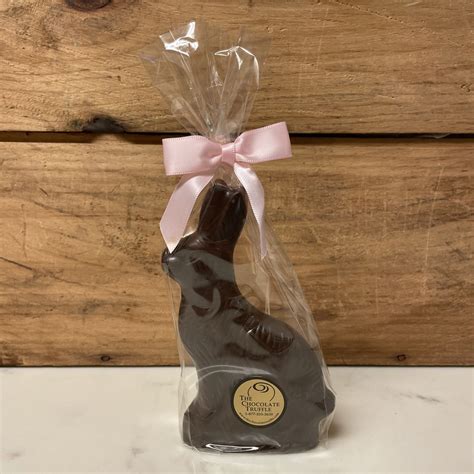 solid dark chocolate bunny   satin bow oz  chocolate truffe