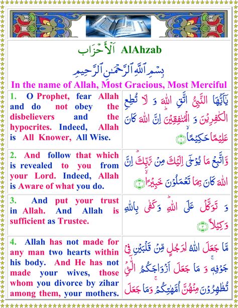 read surah al ahzab  english translation quran  sunnat