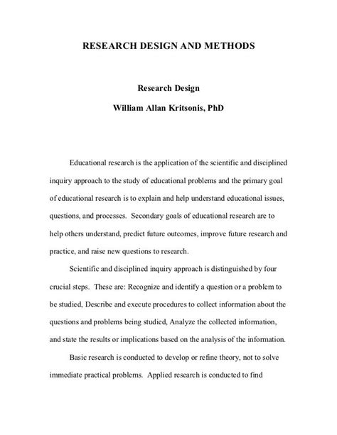 research design  methodology dr wa kritsonis