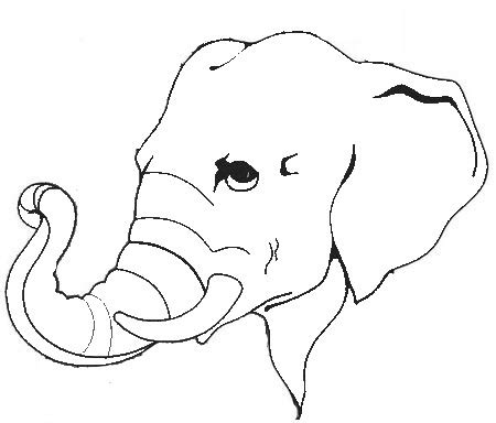 animal elephant head printable coloring sheet