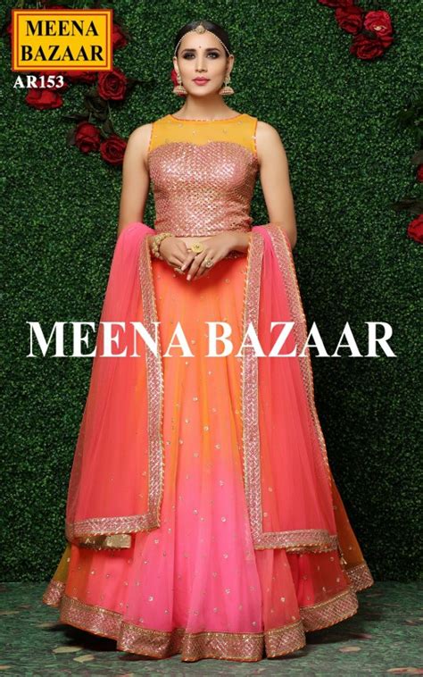 buy meena bazaar shaded embroidered lehenga online