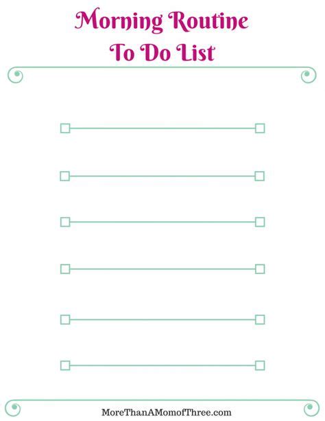 morning routine  printable checklist morning routine