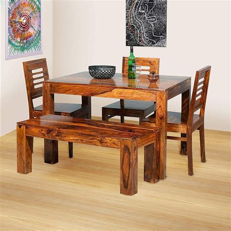 unique furniture wooden solid sheesham wood dining table  seater