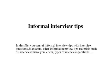 informal interview tips