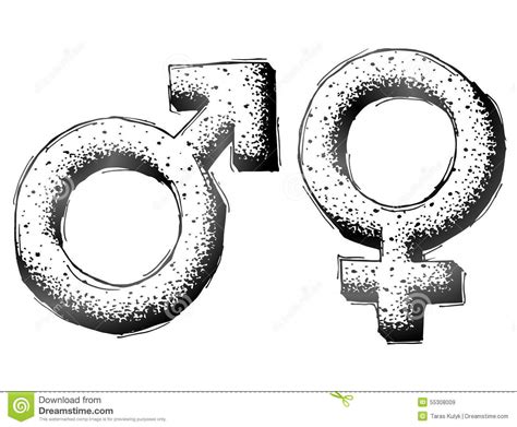 Hand Drawn Gender Symbols With Dot Shading Stock Vector Illustration