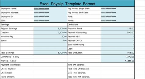 payslip template south africa excel