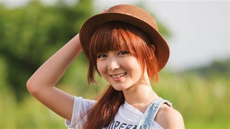 4518281 Women Model Hat Brown Eyes Redhead Asian Smiling