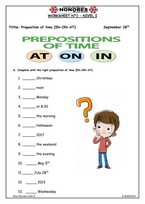 actividad  de preposition  time