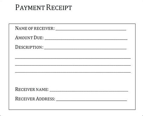 printable payment receipts template business psd excel word