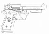 Pistol Beretta Coloring Pages Tegninger Drawing Gun sketch template