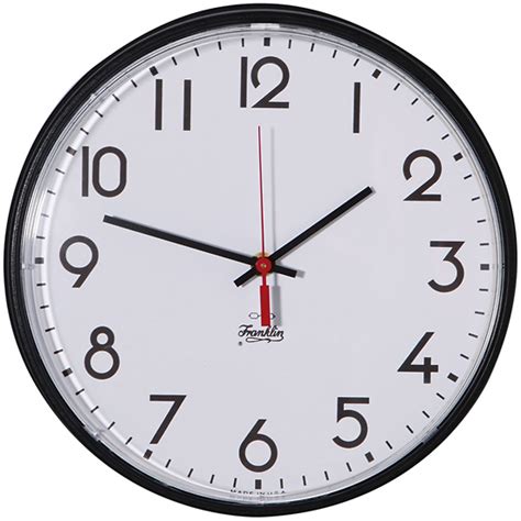 analog wall clock black frame white face battery operated  cole parmer