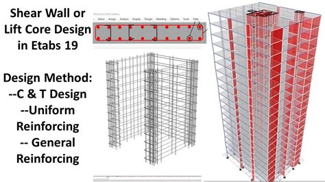 etabs  tutorial shear wall design  lift core design  etabs