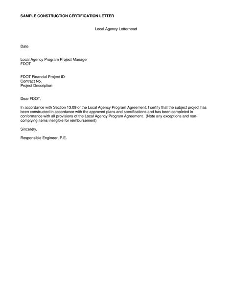 sample agency certification letter templates  allbusinesstemplatescom