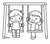 Swing Coloring Pages Set Kids Color Swings Playground Kindergarden Easy Preschool sketch template