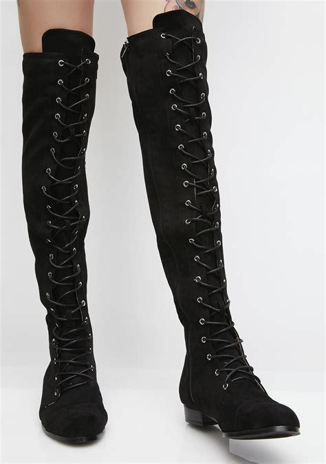 em  lace  boots black lace boots boots lace knee high boots