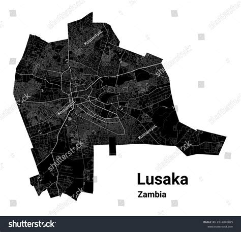 lusaka map detailed vector map lusaka stock vector royalty
