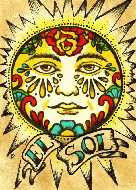 Mexican Folk Art Sun El Sol Loteria Print 5 X 7 8 X 10 Or 11