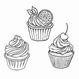 Coloring Cupcakes Cakes Pages Kids Cupcake Drawing Funny Printable sketch template