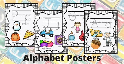 printable alphabet posters  flash card packet
