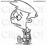 Crutches Leg Boy Clipart Broken Child Coloring Cartoon Template Sad Pages sketch template
