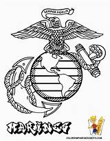 Coloring Pages Marine Corp Logo Print Popular Usmc Adults sketch template