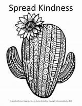 Patterned Kindness Saguaro sketch template
