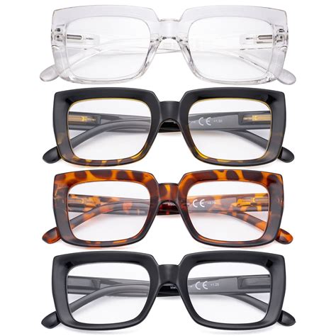 4 pack ladies reading glasses stylish oversized square readers