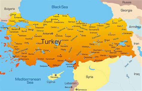 turkije kaart steden grote steden  turkije kaart west azie azie
