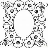 Coloring Pages Frame Flower Mirror Printable Flowers Border Borders Frames Mirrow Medallion Vector Silhouette Color Oval Getdrawings Scroll Colouring Sheets sketch template