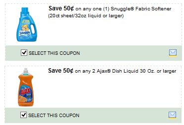 smartsource  printable coupons snuggle ajax  detergent