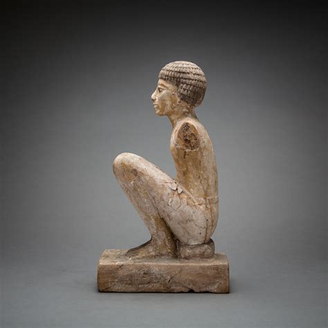 Ancient Egyptian Wooden Statue Of A Seated Male Barakat