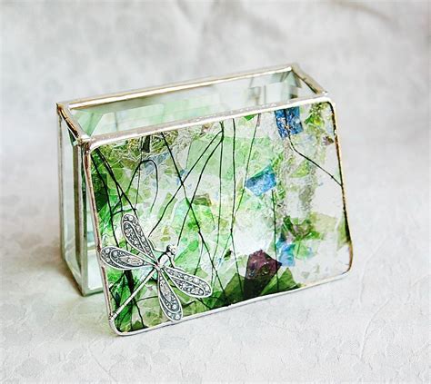 Stained Glass Jewelry Box Purple Blue Green Confetti 3x4 W A Etsy