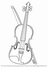 Violin Drawing Draw Step Line Instruments Musical Drawings Pencil Tutorials Drawingtutorials101 Easy Music Tutorial Learn Kids Drawn Painting Choose Board sketch template