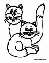 Cats Coloring Pages Two Cat Together Colormegood Animals sketch template