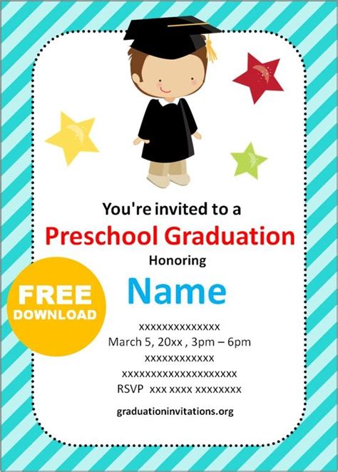 pin  graduation preschool preschool graduation invitation boy