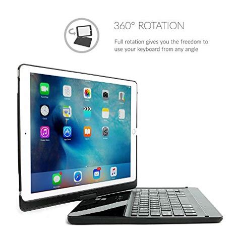 ipad mini  keyboard snugg black wireless bluetooth keyboard case cover  degree rotatable